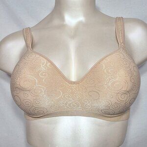 42B Bali 3463 Comfort Revolution Wire Free Bra Beige Scroll‎ Print